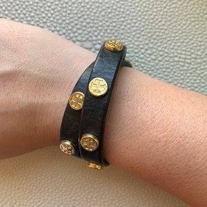 Leather Tory Burch Wrap Bracelet